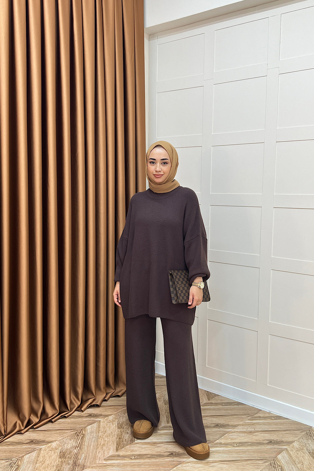 Dilşah Angora İkili Triko Takım Kahverengi 25650-KAHVERENGI