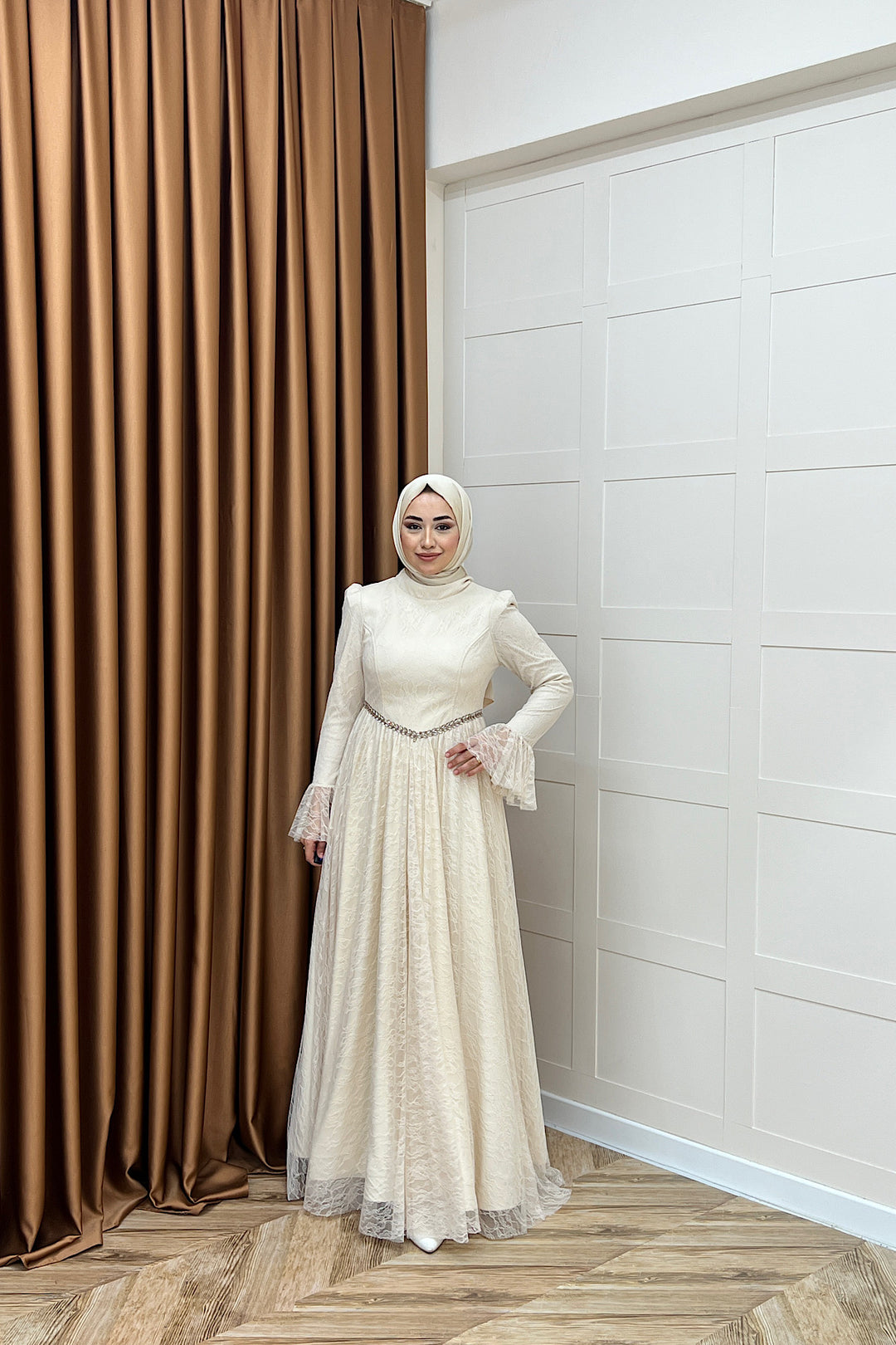 Elena Dantel Abiye Krem 03101-KREM