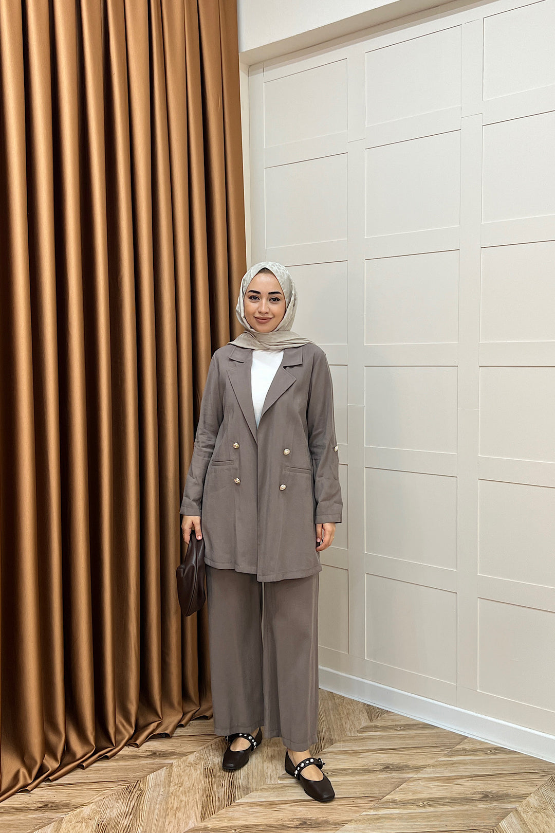 Sandra Ceketli Takım Kahverengi 5003-KAHVERENGI