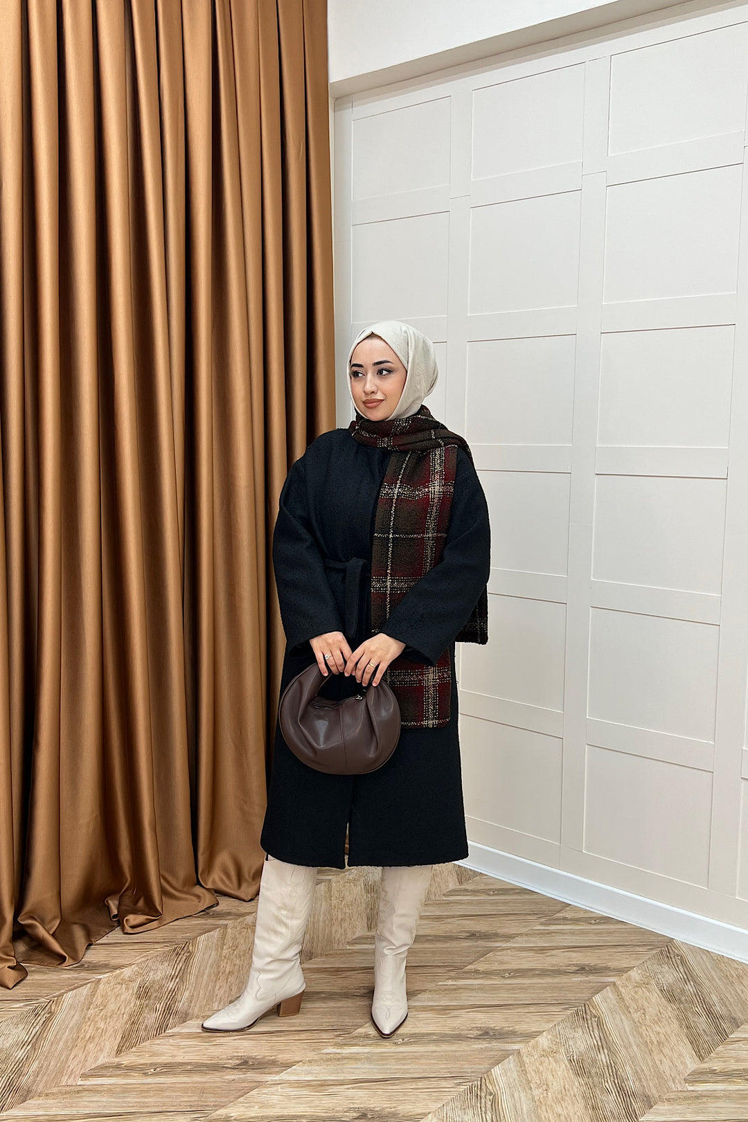 Duru Premium Kumaş Atkı Detay Kaban Siyah 5517-SIYAH