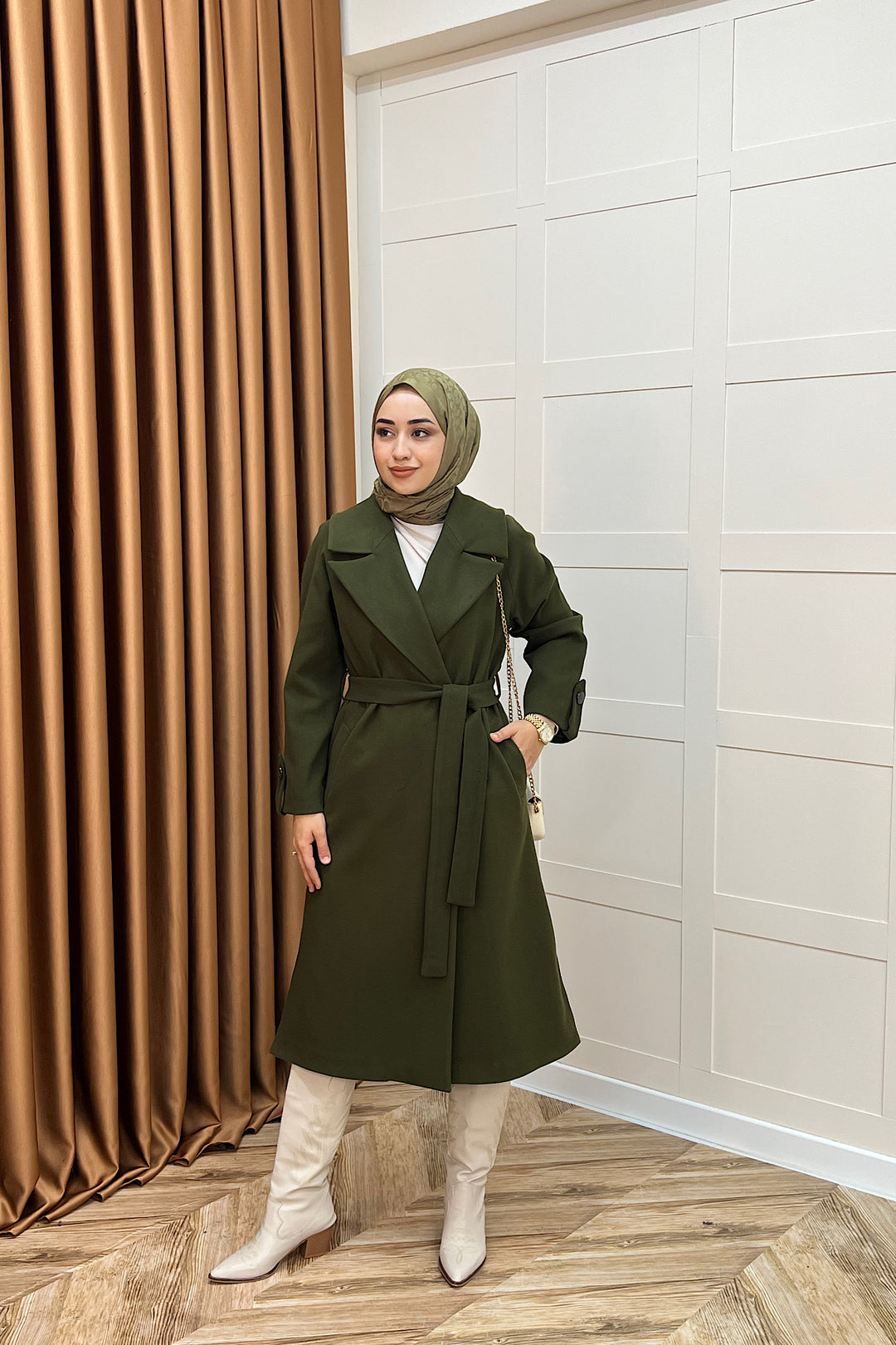 Martina Yırtmaçlı Kaban Haki 5508-HAKI