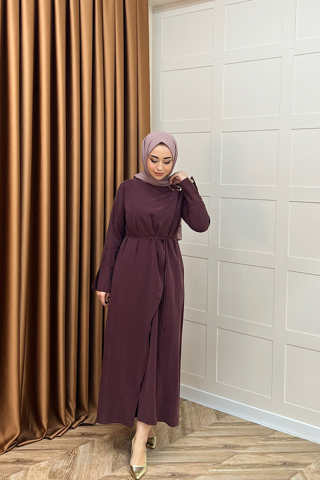 Paria Toka Detay Elbise Bordo 3345-BORDO