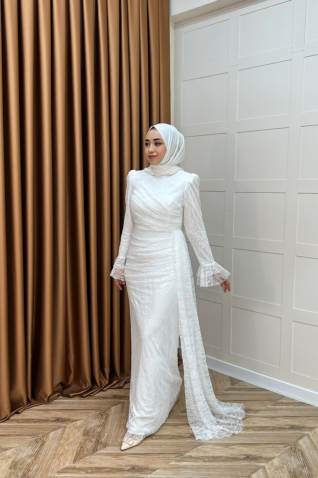 Serena Dantel Balık Abiye Beyaz 3082-BEYAZ