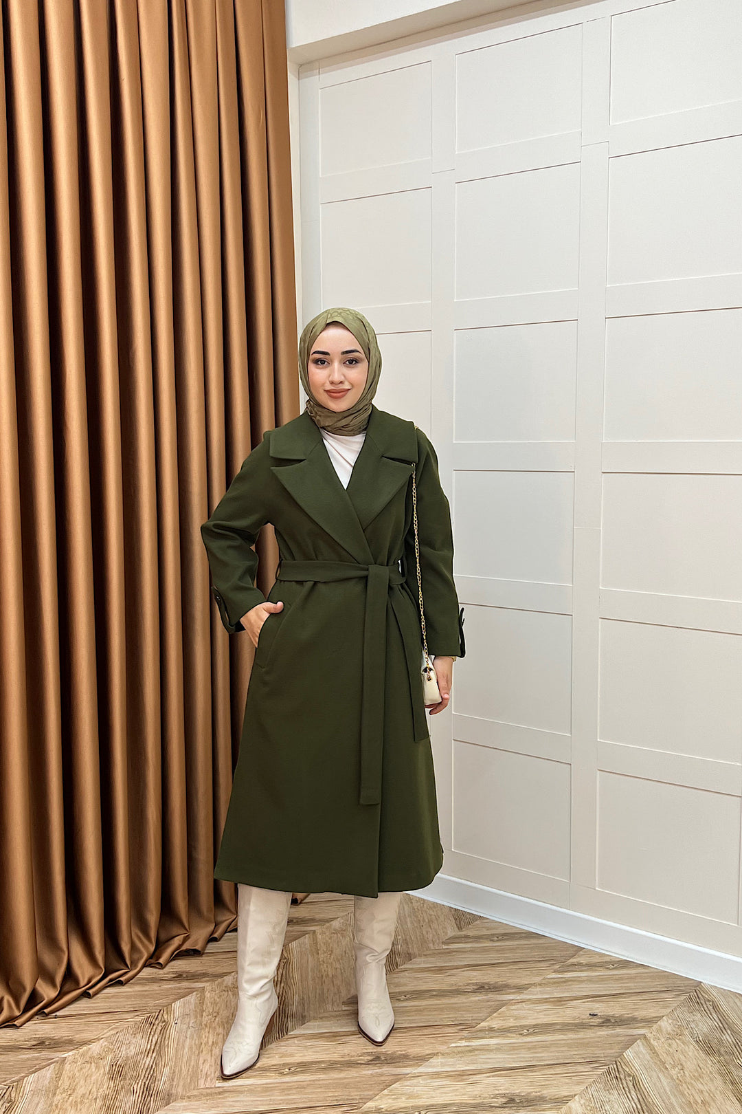 Martina Yırtmaçlı Kaban Haki 5508-HAKI