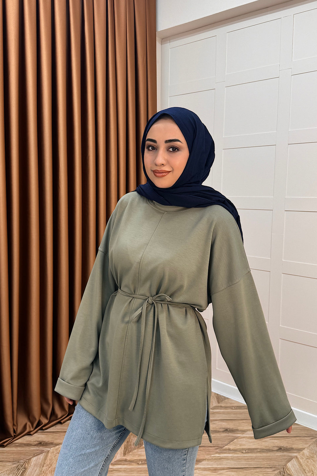 Türev Duble Kol Tunik Yeşil 6060-YESIL