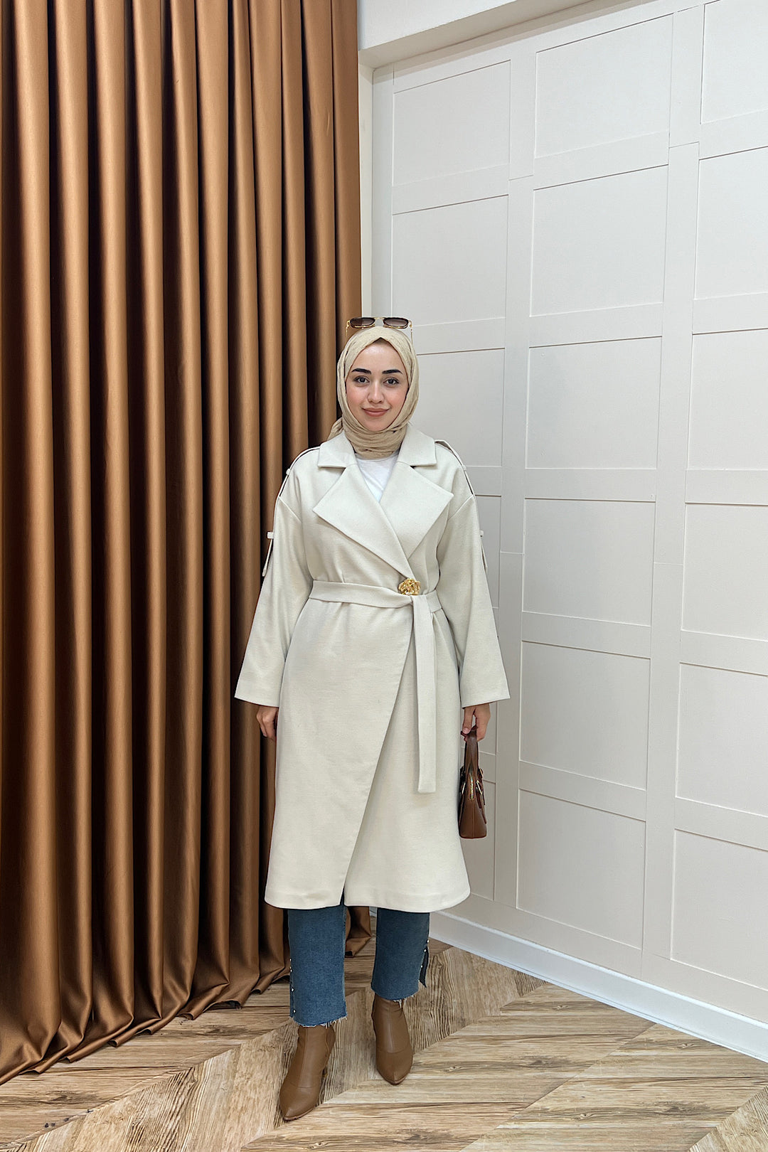 Parya Omuz Detay Kaşe Kaban Taş 5531-TAS