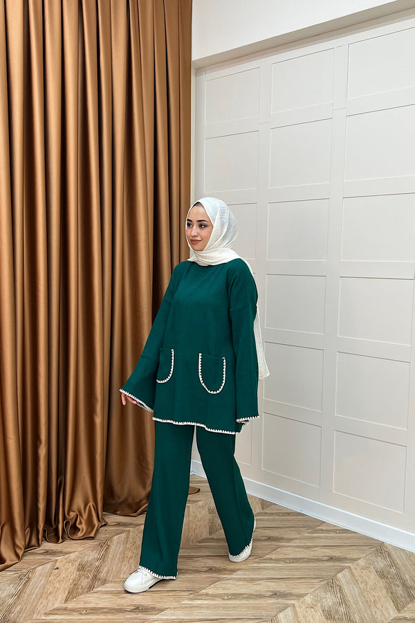 Cep Örgülü Triko Takım Zümrüt 24200-ZUMRUT