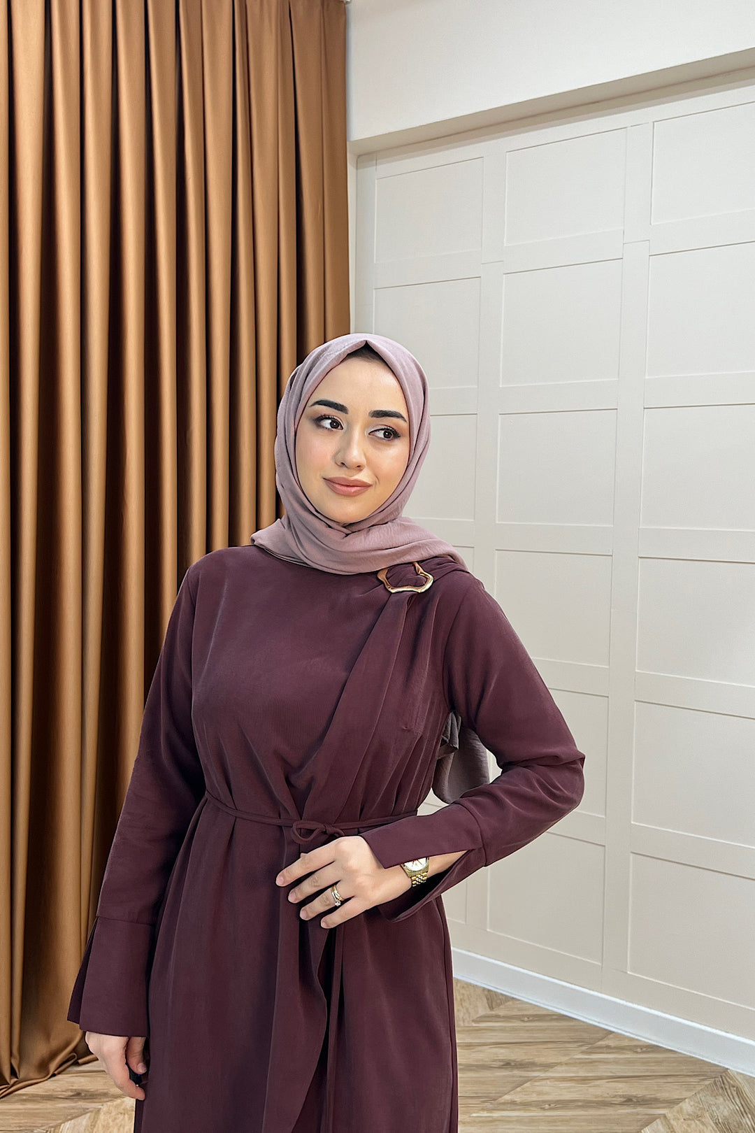 Paria Toka Detay Elbise Bordo 3345-BORDO