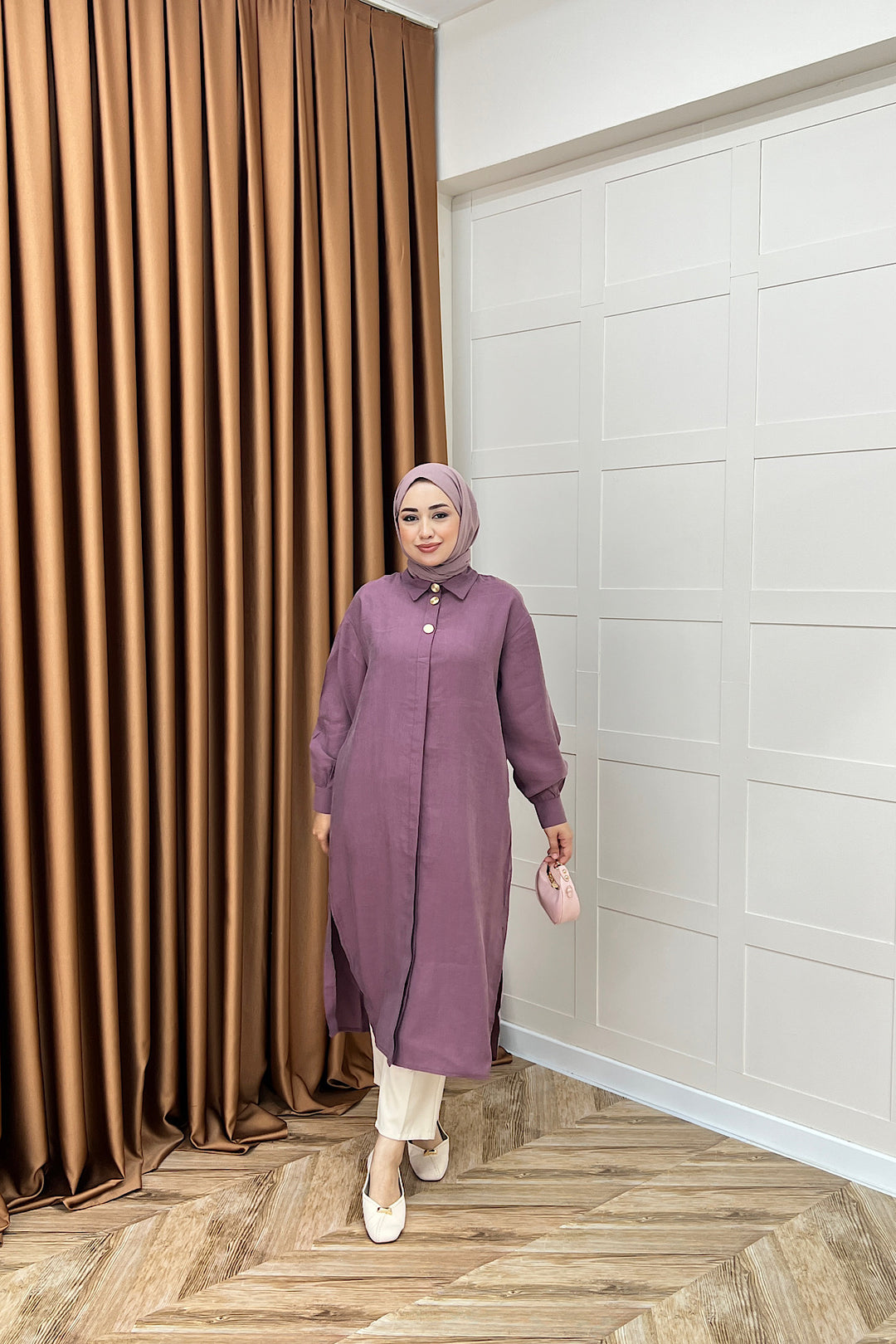 Zaina Uzun Tunik Gül Kurusu 6523-GULKURUSU