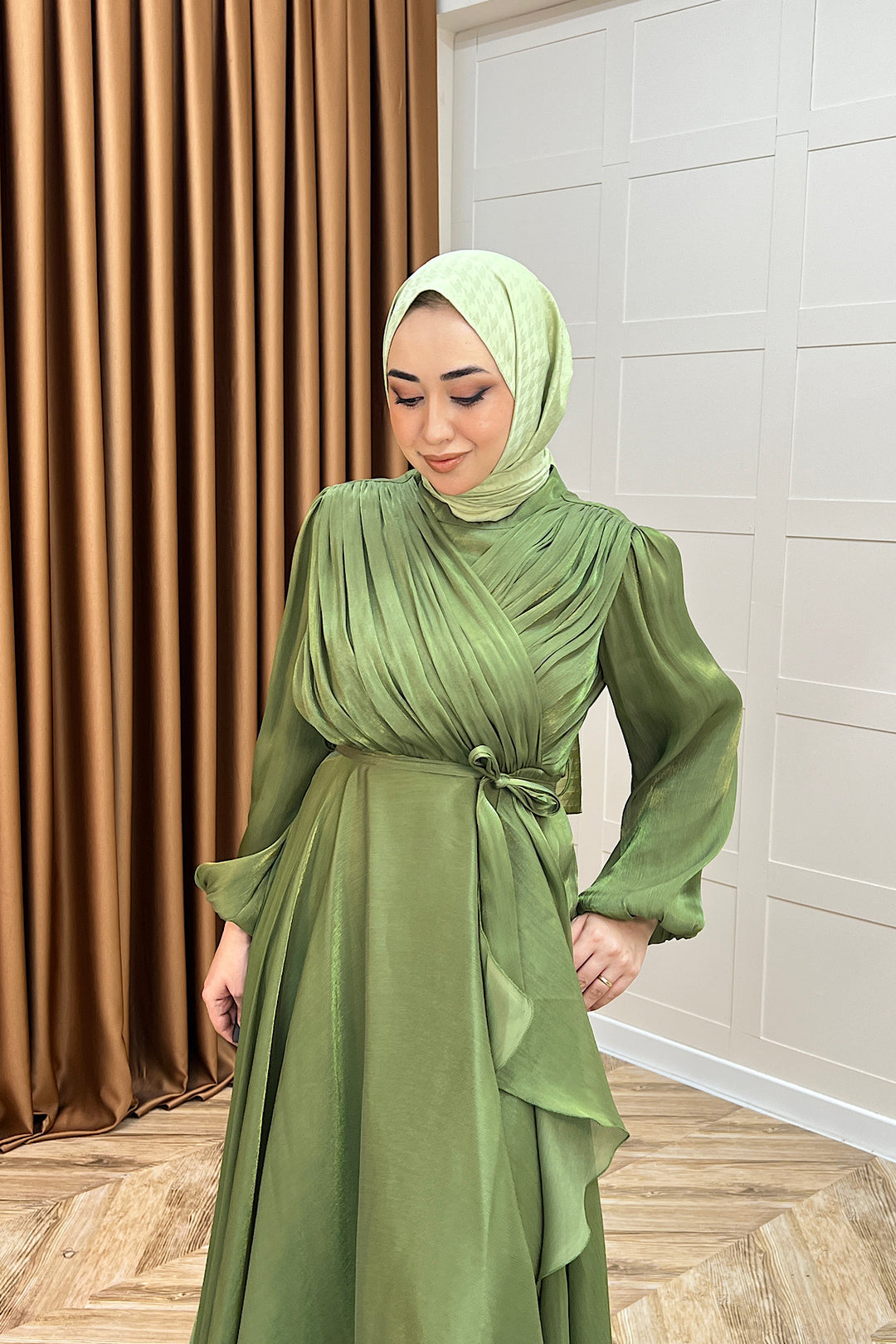 Luna Saten Abiye Yeşil 3072-YESIL