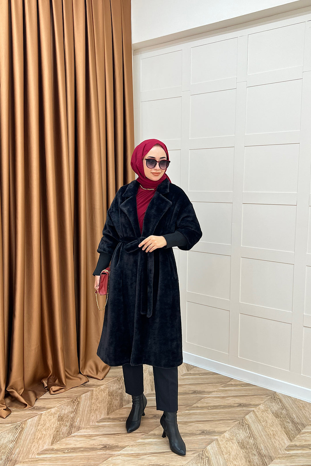 Angora Premium Kumaş Kaban Siyah 5519-SIYAH