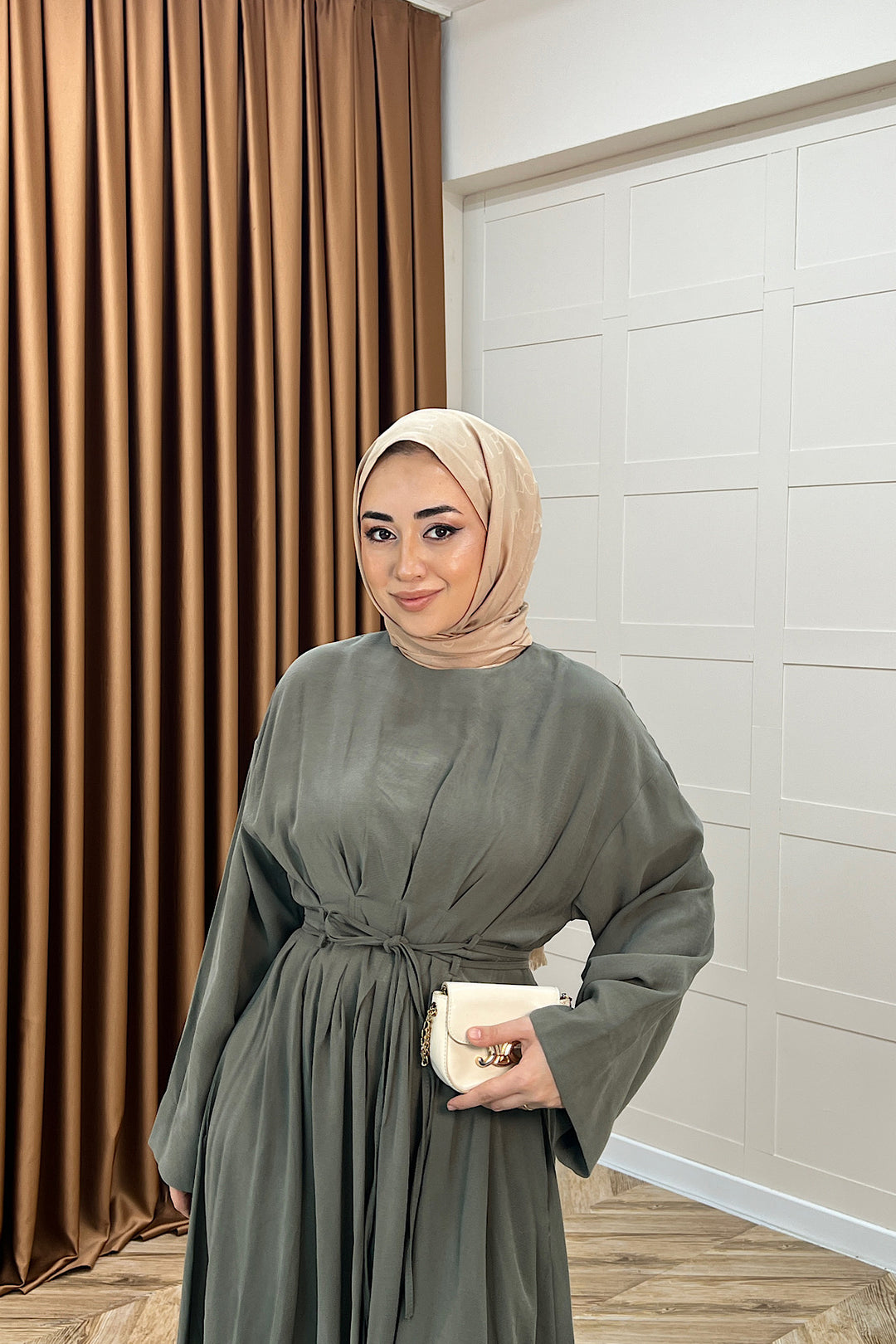 Alya Belden Bağlamalı Elbise Yeşil 39020-YESIL