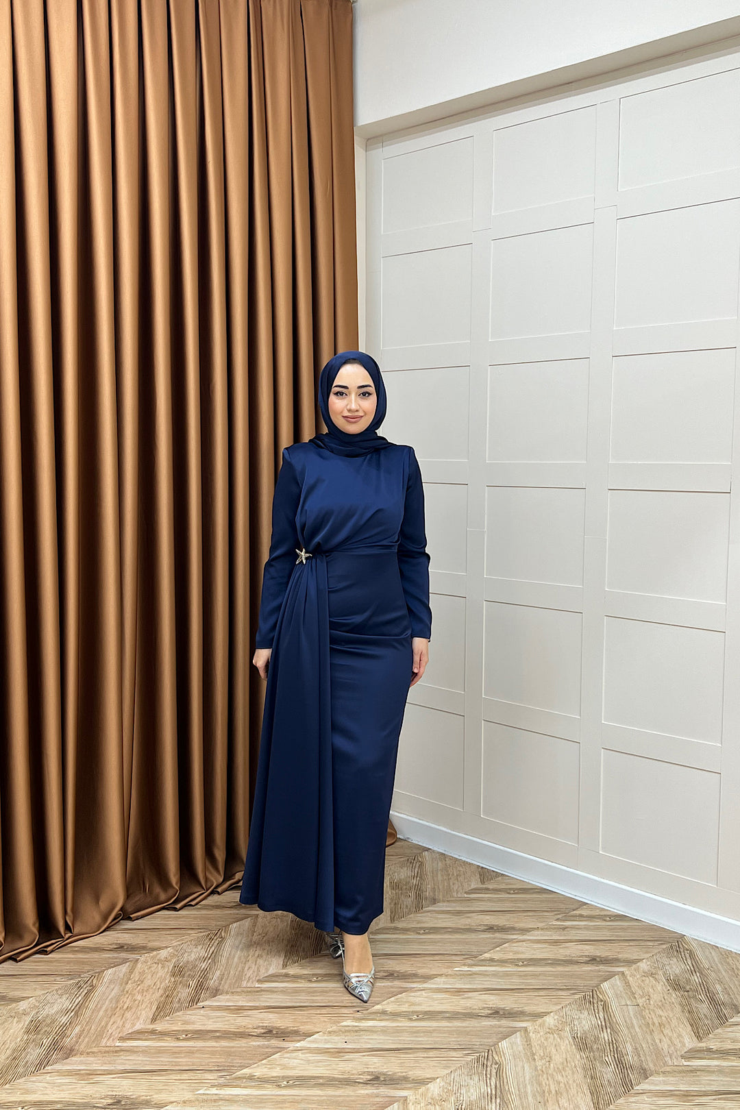 Hazel Saten Abiye Lacivert 3084-LACIVERT