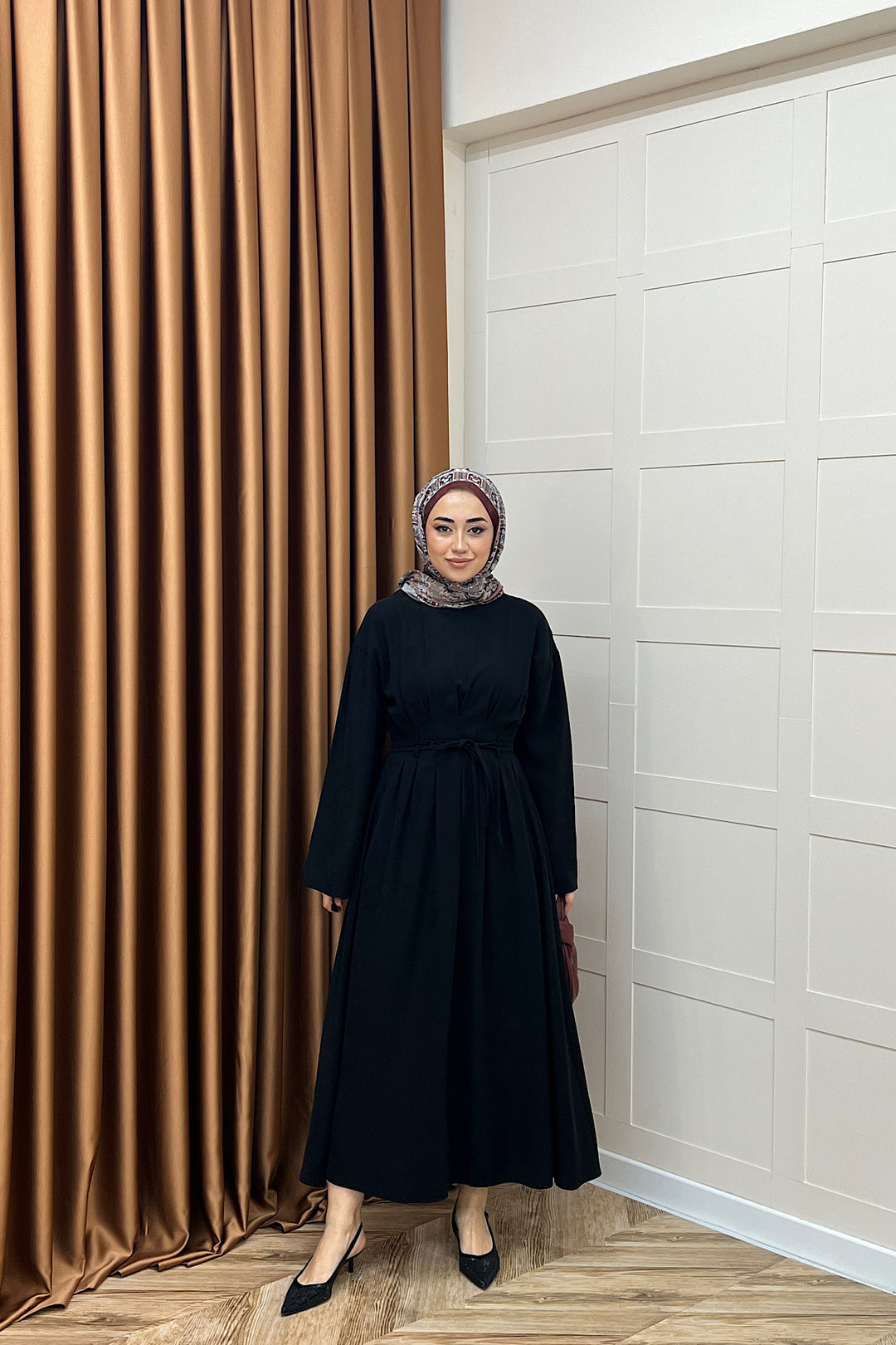 Alya Belden Bağlamalı Elbise Siyah 39020-SIYAH