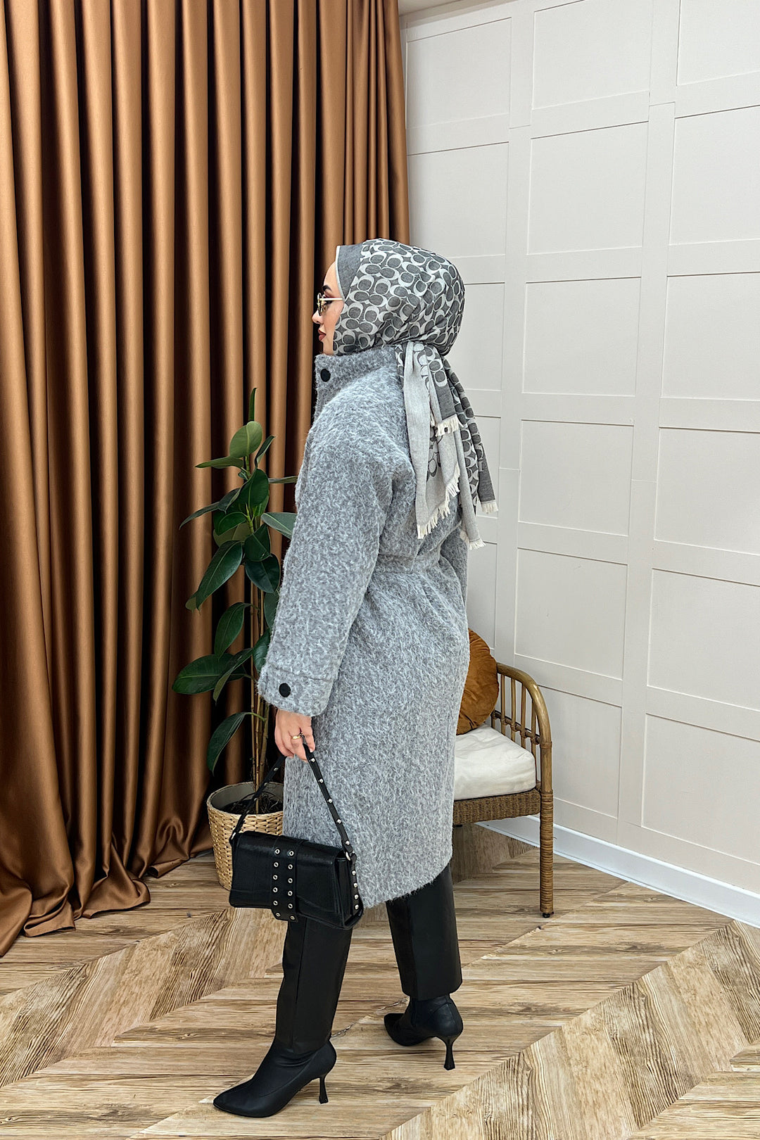 Parla Kuşaklı Kaban Gri 5536-GRI