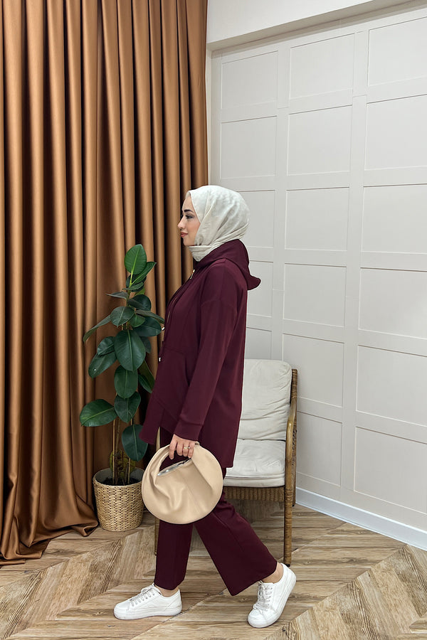 Vedra Fermuarlı İkili Takım Bordo 3143-BORDO