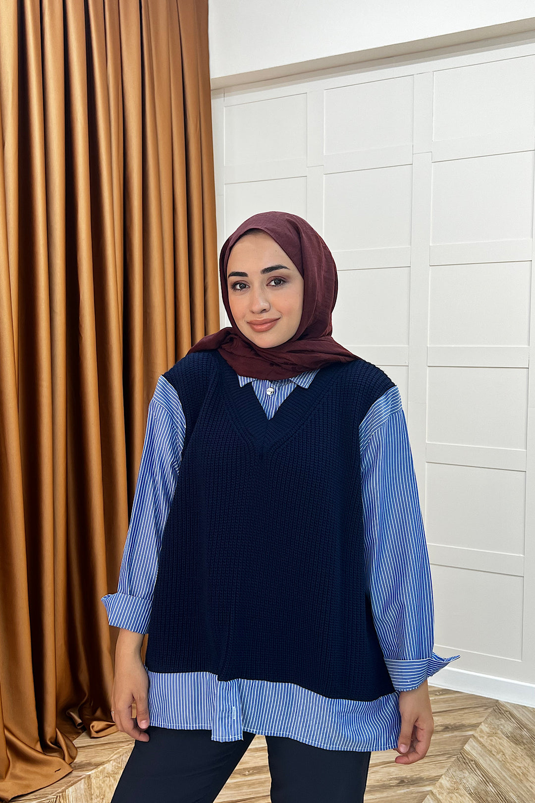 Triko Süveterli Gömlek Lacivert 24730-LACIVERT