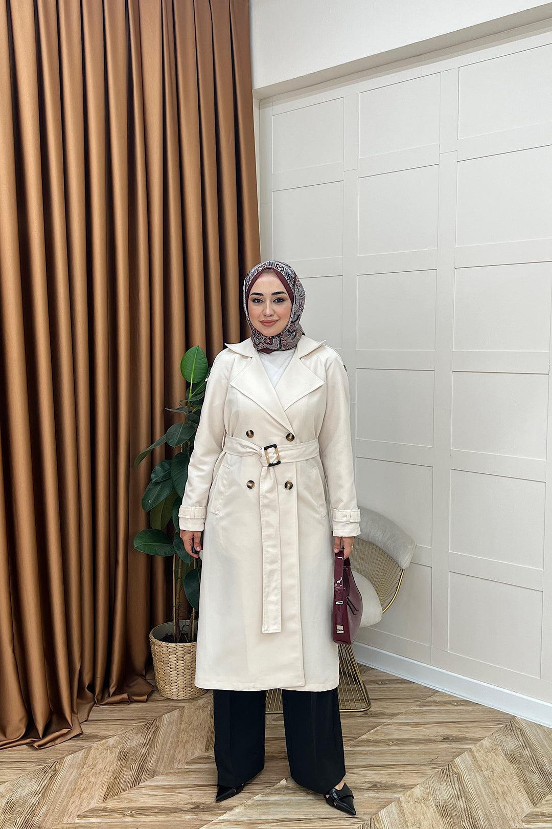 Pamella Kuşaklı Trençkot Taş 5533-TAS