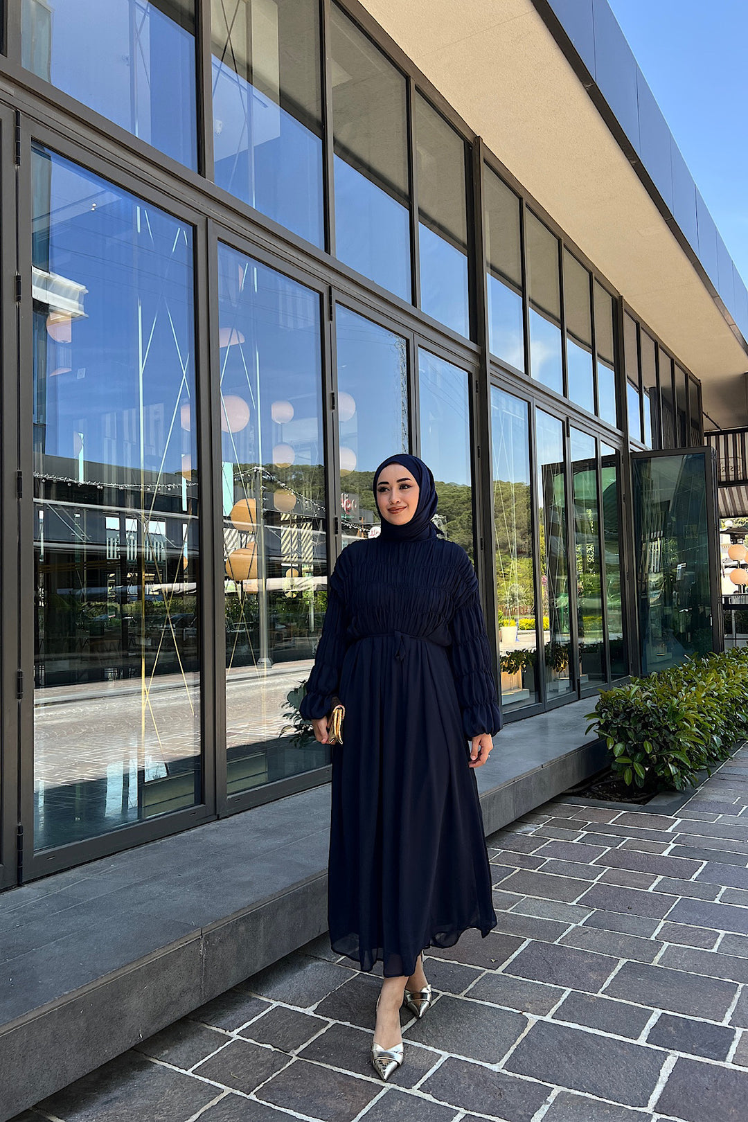 Paria Şifon Elbise Lacivert 5111-LACIVERT