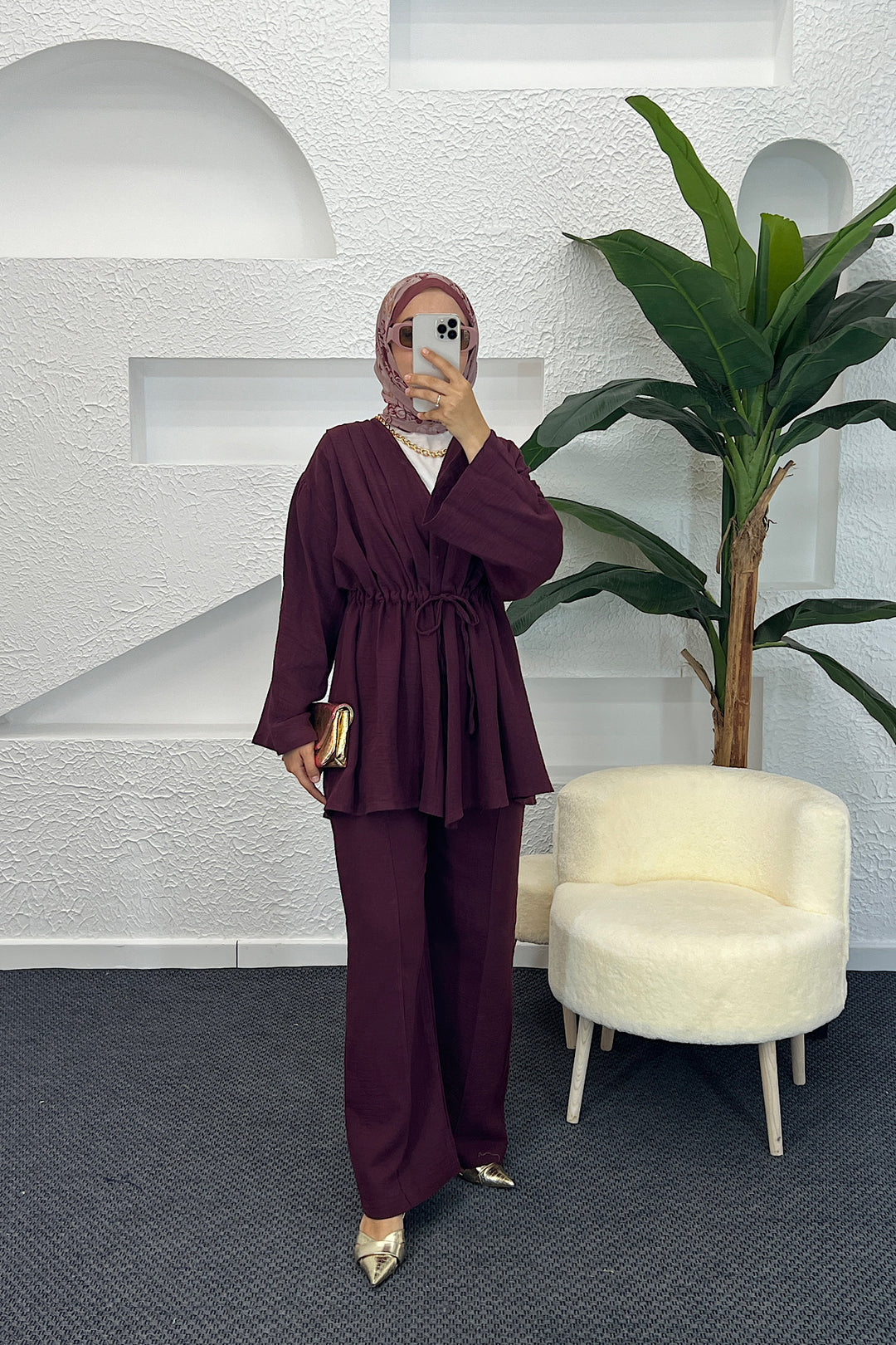 Müslin İkili Takım Bordo 1998-BORDO