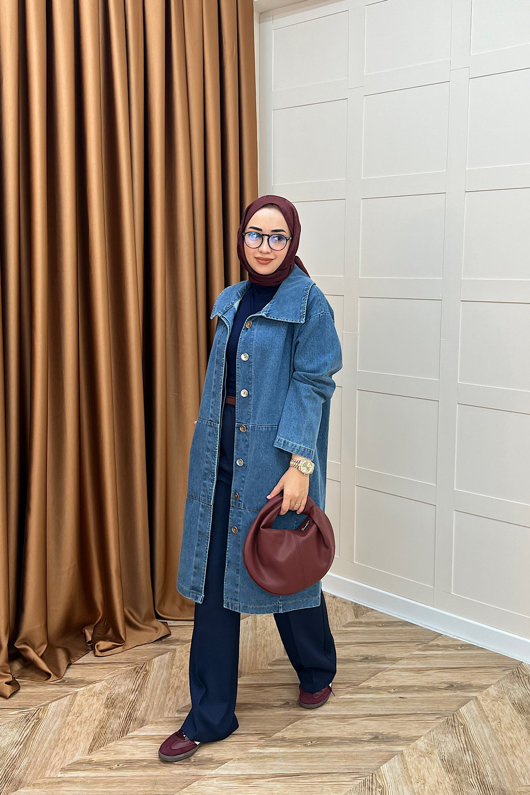 Yaka Detay Kot Ceket Mavi 5507-MAVI