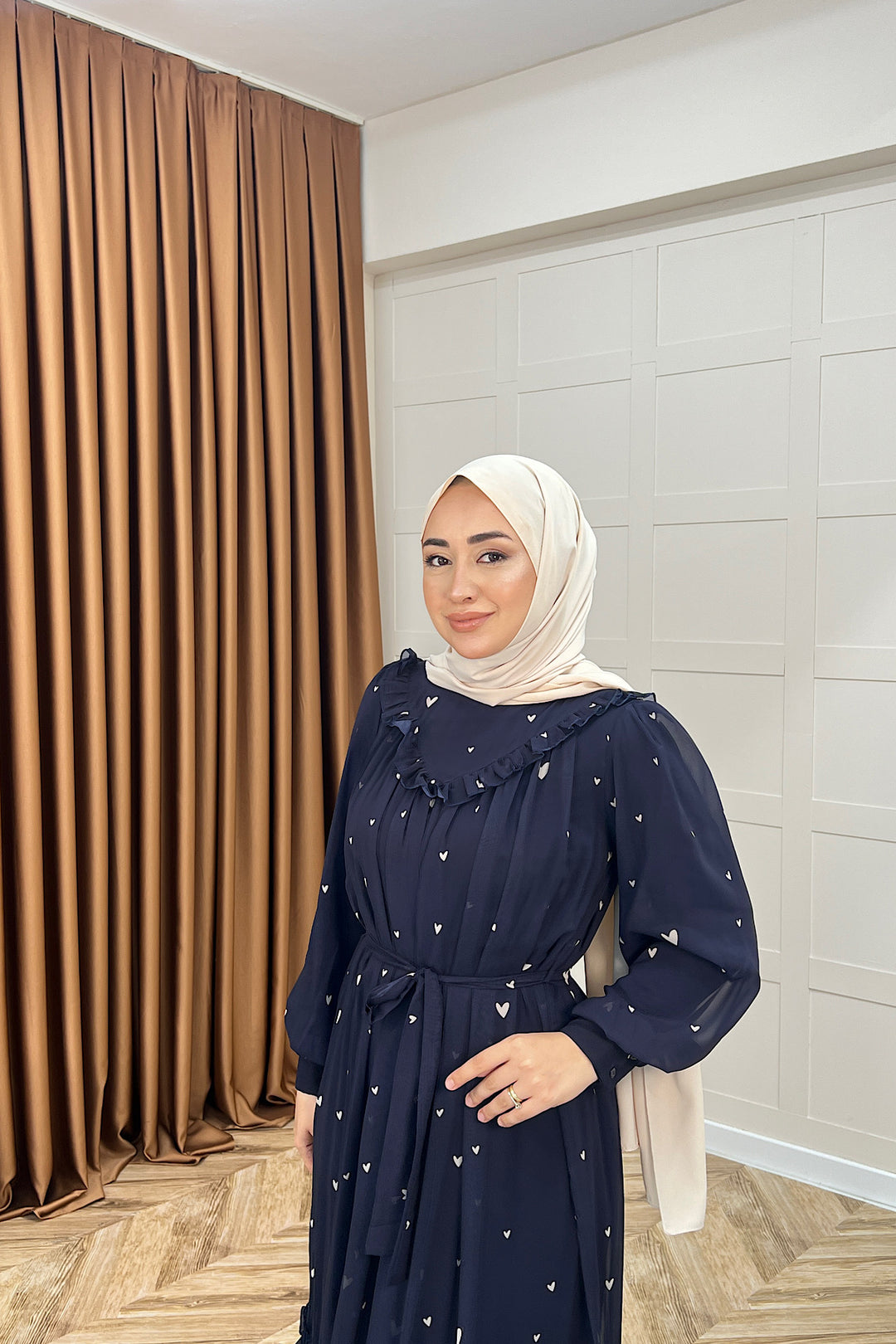 Edil Yaka Detay Elbise Lacivert 3050-LACIVERT