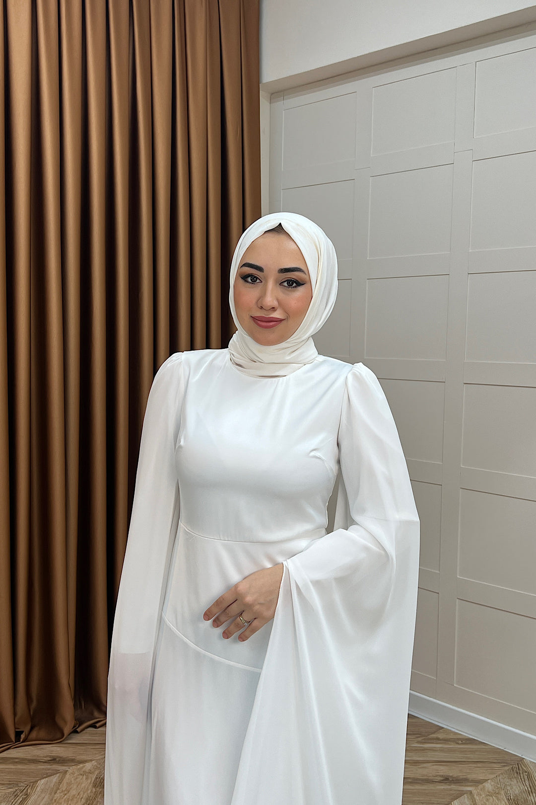 Lucca Saten Garnili Abiye Beyaz 3077-BEYAZ