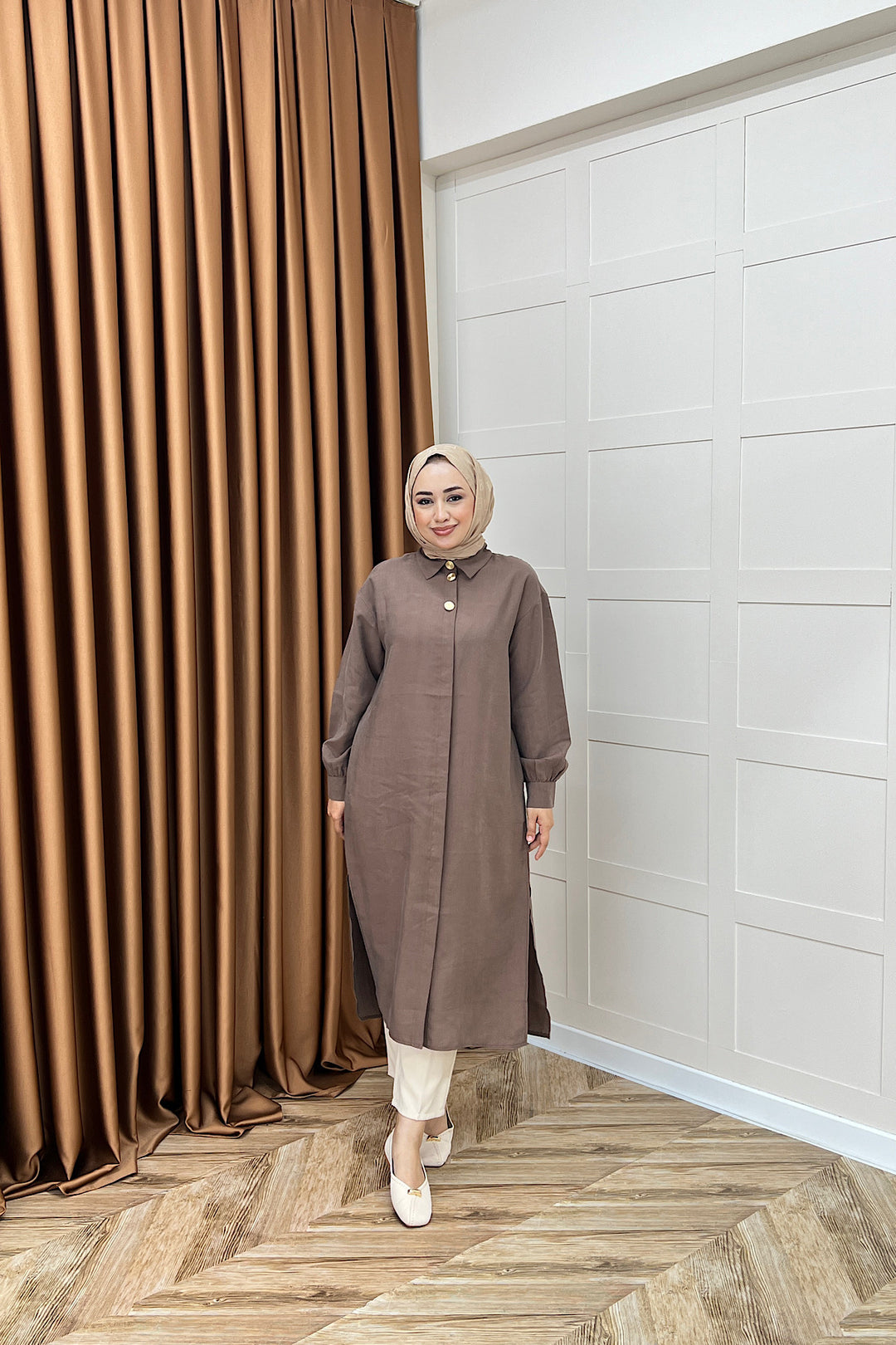 Zaina Uzun Tunik Kahverengi 6523-KAHVERENGI