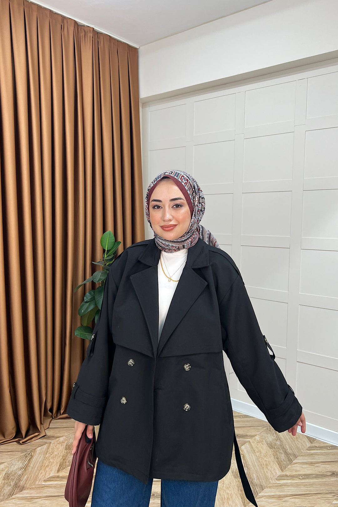 Pera Kuşaklı Trençkot Siyah 5534-SIYAH