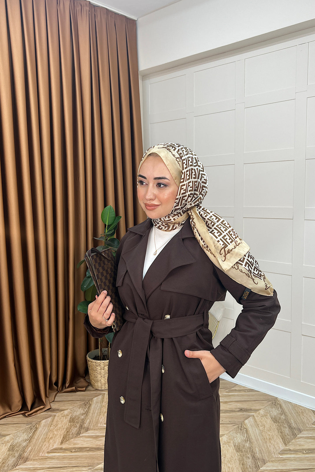 Hazel Astarlı Trençkot Kahverengi 5532-KAHVERENGI