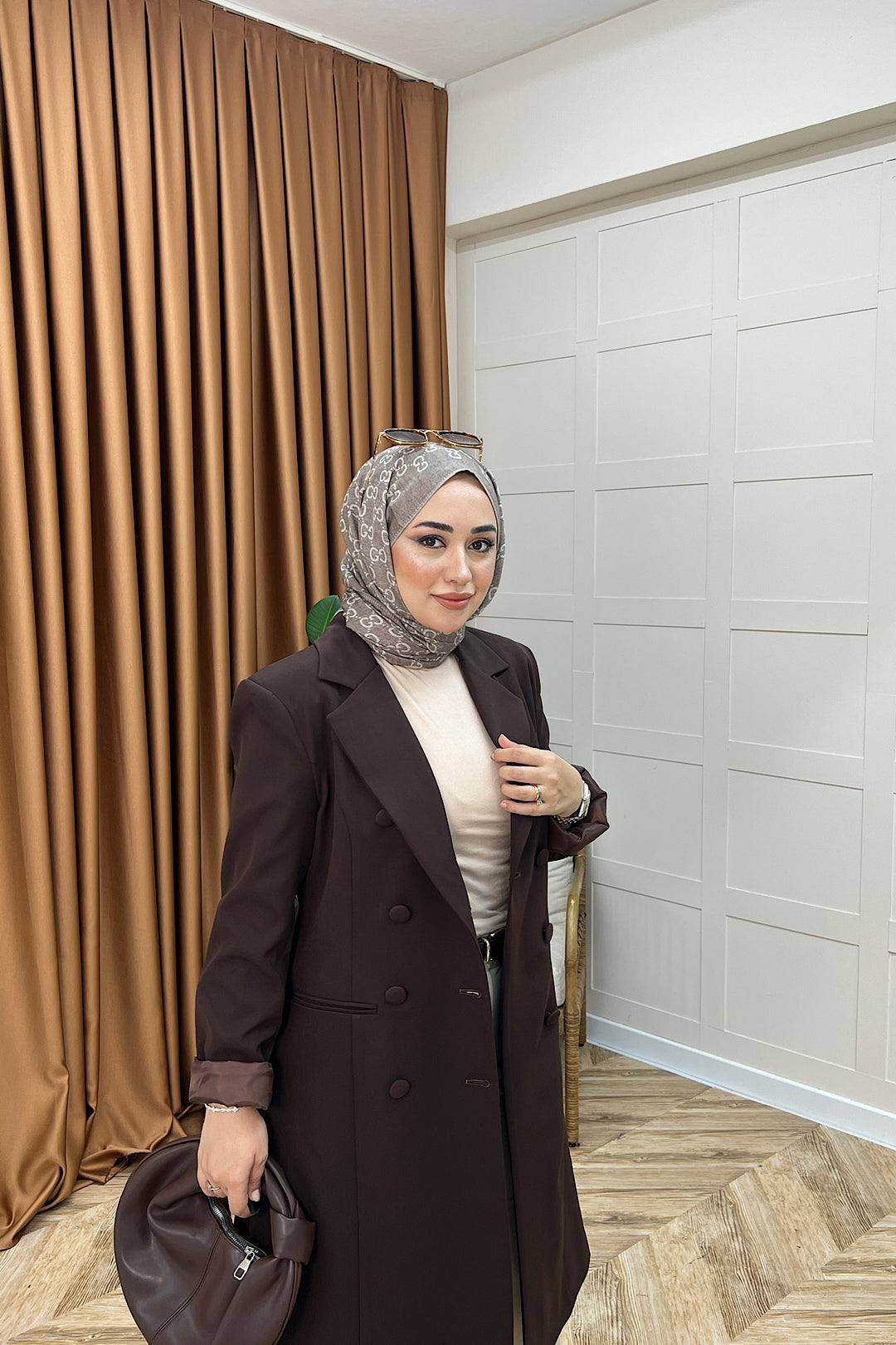 Fermin Uzun Blazer Ceket Kahverengi 1008-KAHVERENGI