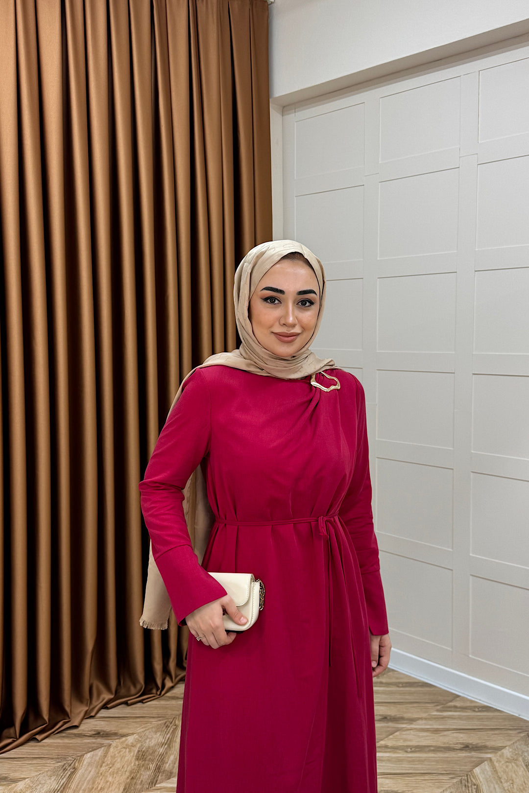 Paria Toka Detay Elbise Kırmızı 3345-KIRMIZI