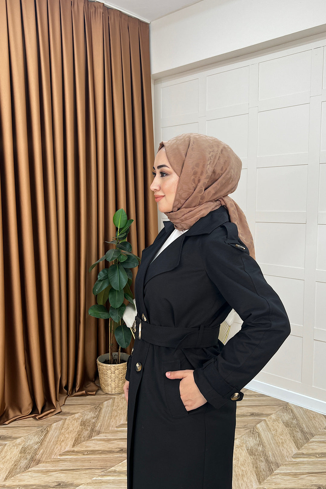 Pamella Kuşaklı Trençkot Siyah 5533-SIYAH