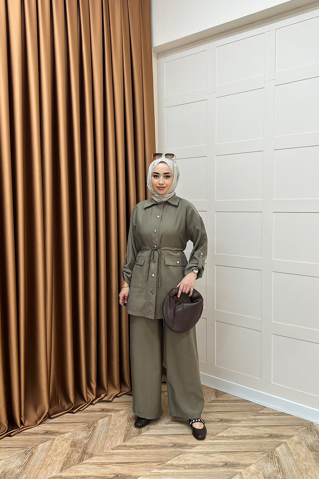 Aria Belden Bağlamalı İkili Takım Haki 3184-HAKI