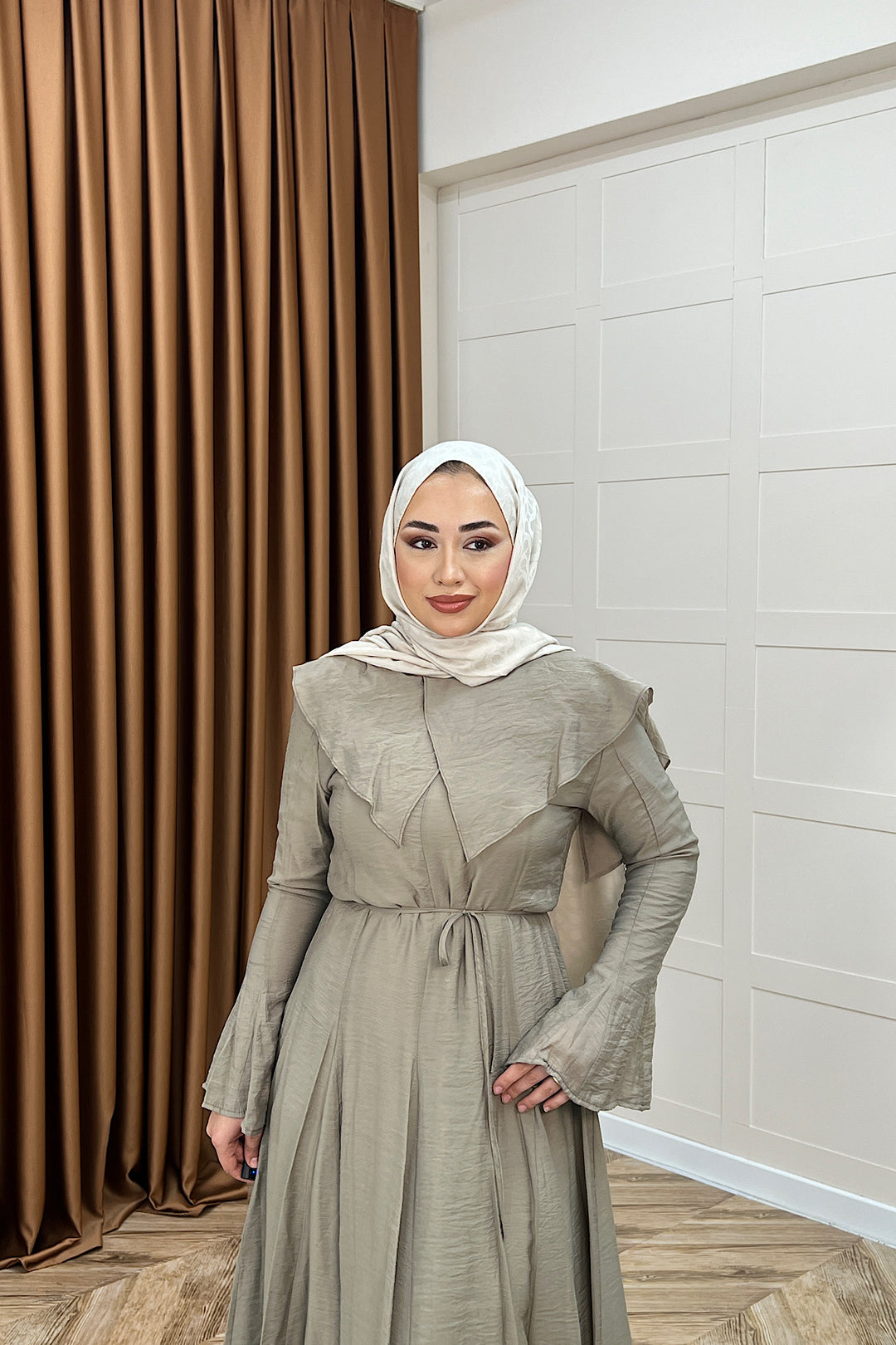 Zeny Yaka Detay Elbise Yeşil 4459-YESIL