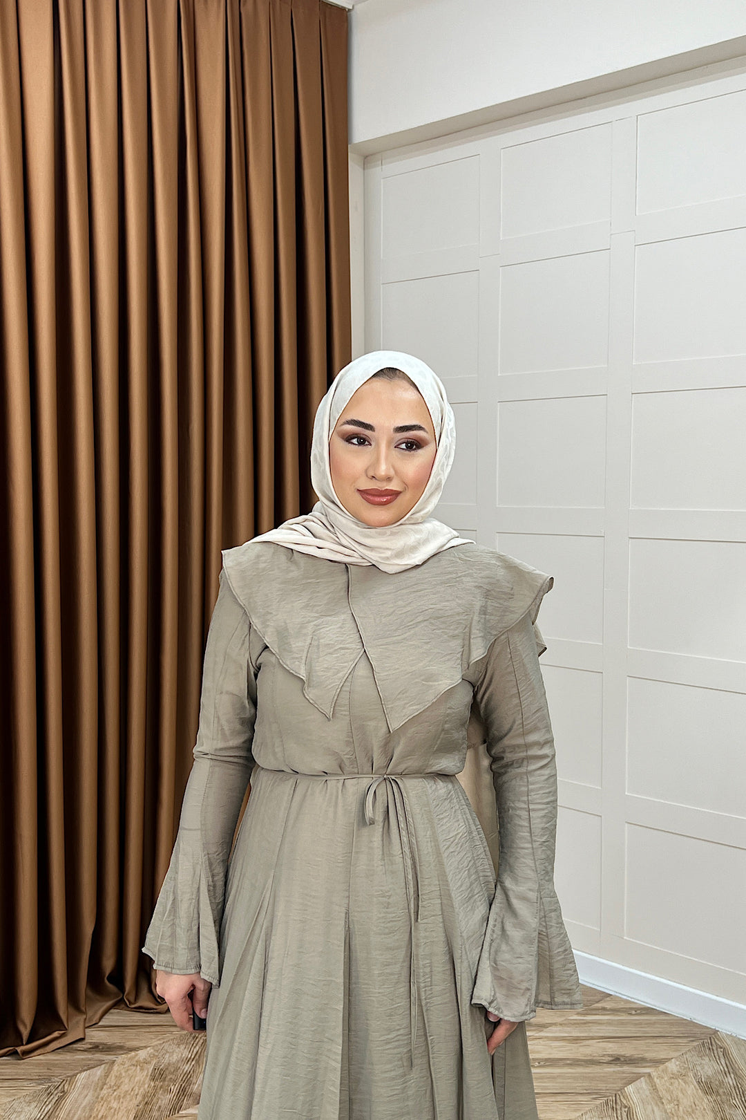 Zeny Yaka Detay Elbise Yeşil 4459-YESIL