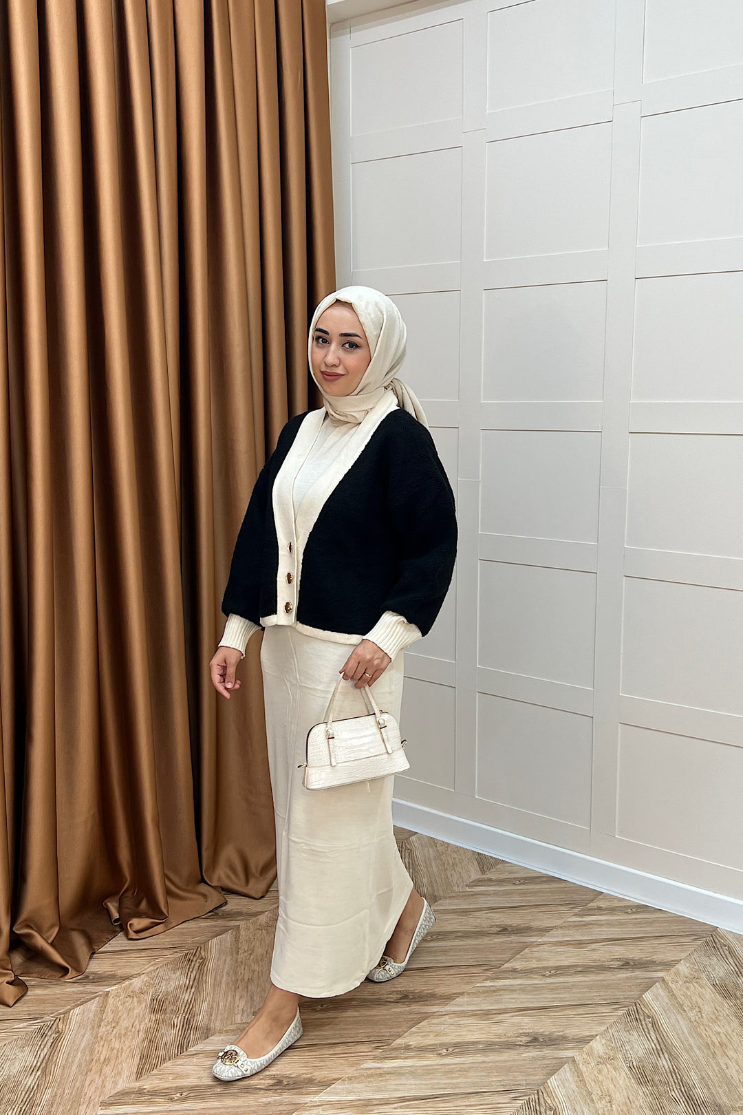 Sezen İkili Triko Elbise Krem 241090-KREM