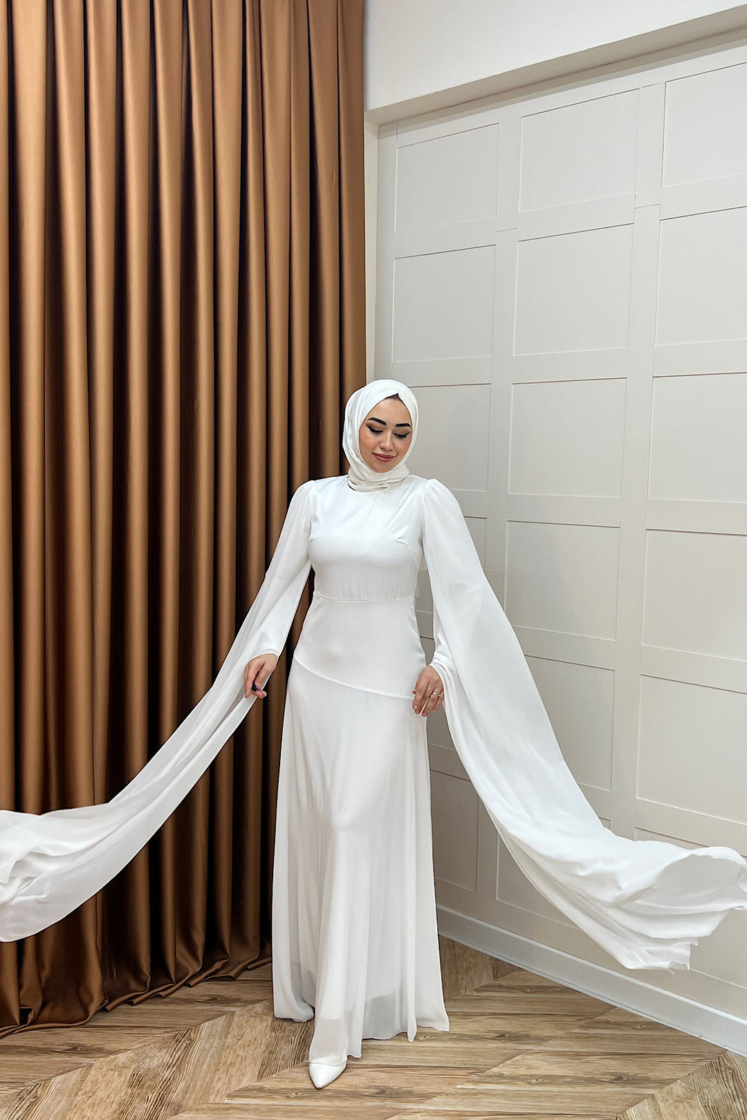 Lucca Saten Garnili Abiye Beyaz 3077-BEYAZ