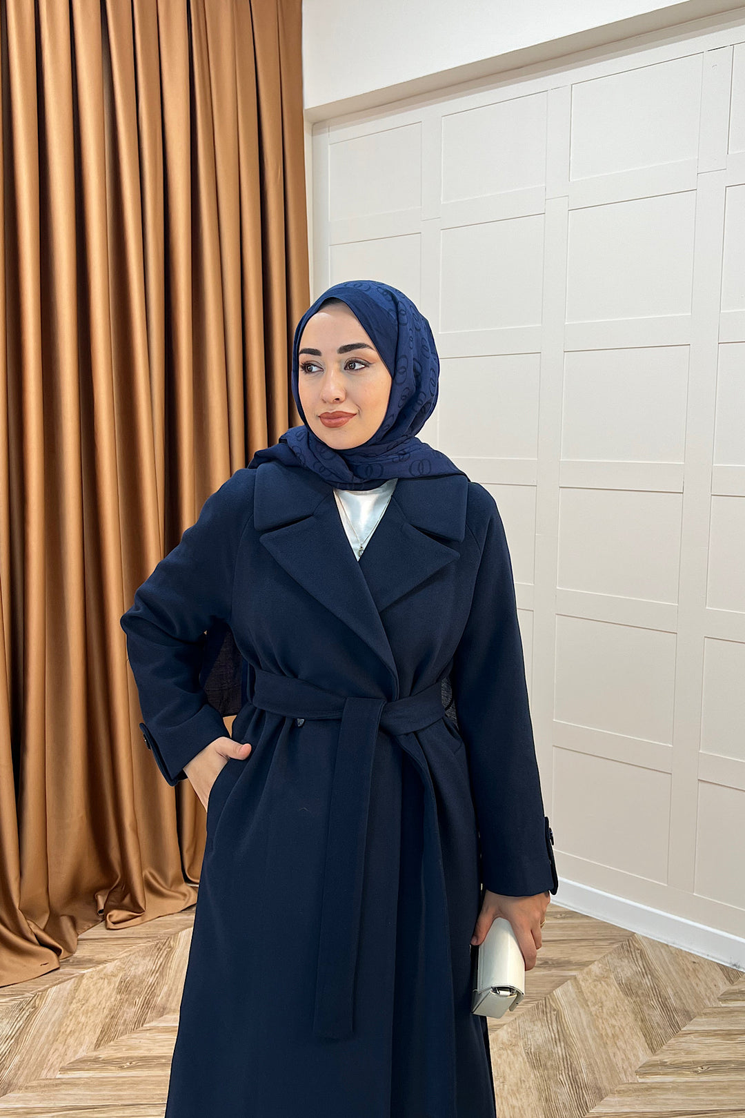 Martina Yırtmaçlı Kaban Lacivert 5508-LACIVERT