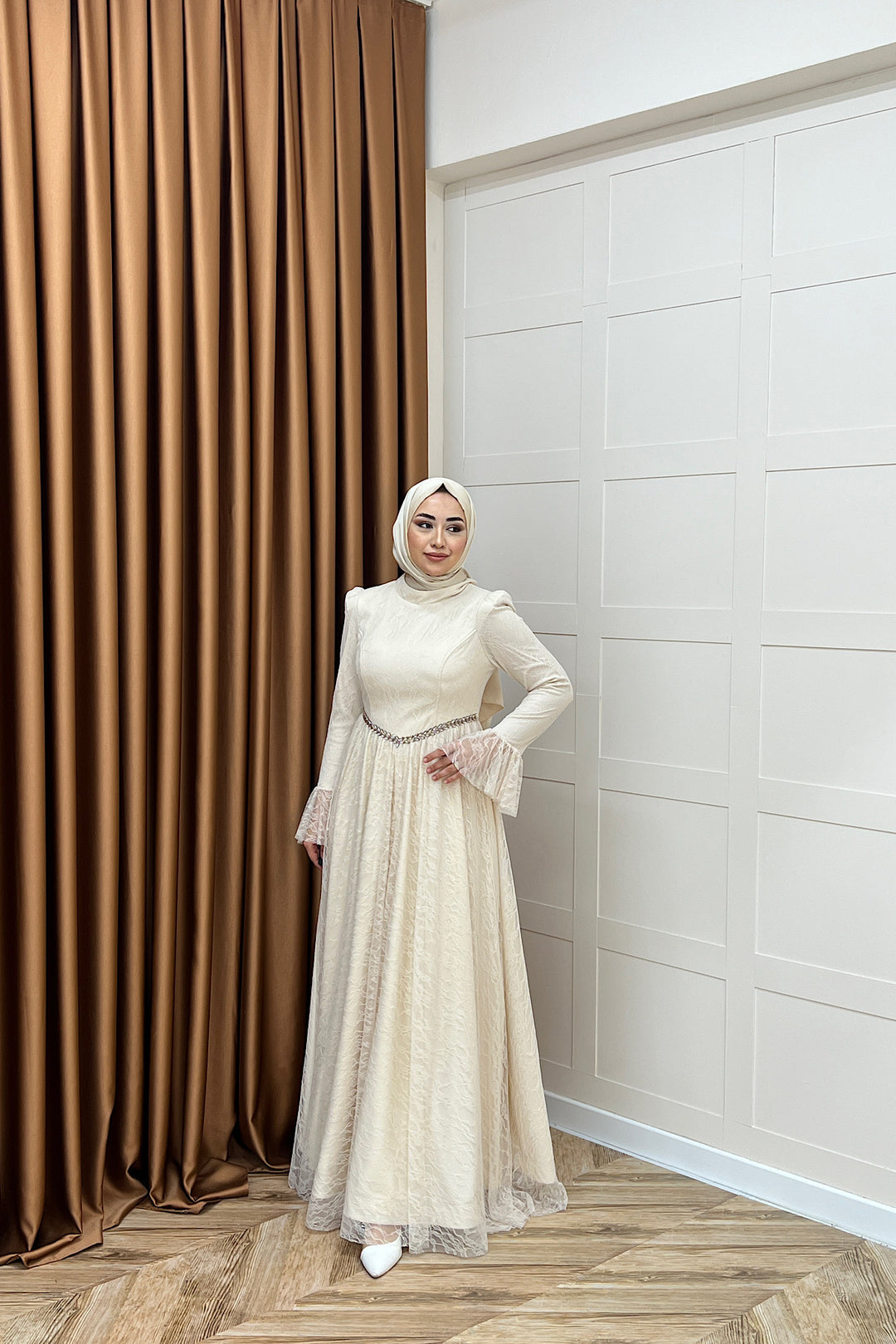 Elena Dantel Abiye Krem 03101-KREM