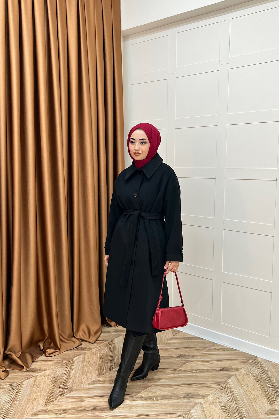 Parla Premium Kumaş Kaban Siyah 5516-SIYAH