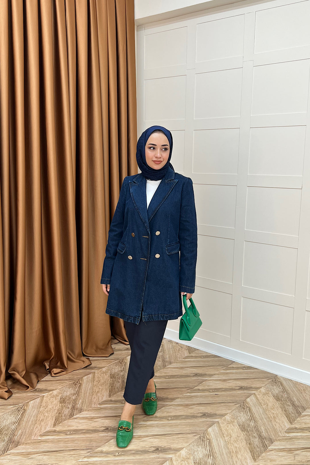 Dört Düğme Kot Ceket Lacivert 6187-LACIVERT