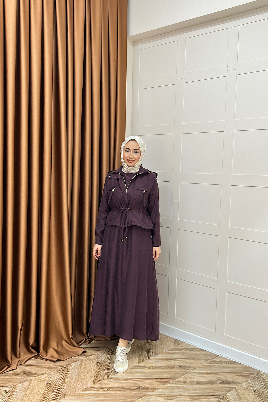 Alina İkili Elbise Mürdüm 3102-MURDUM