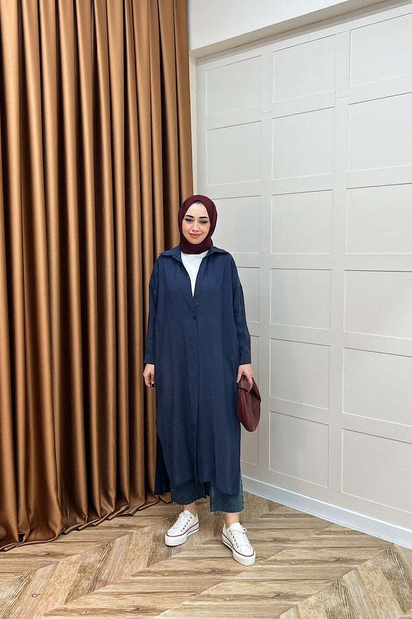 Cupra Uzun Tunik Lacivert 02760-LACIVERT