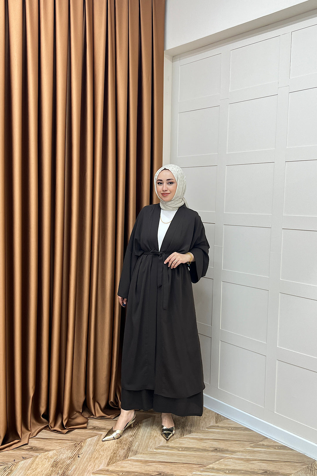Mina İkili Kimono Takım Kahverengi 8571-KAHVERENGI