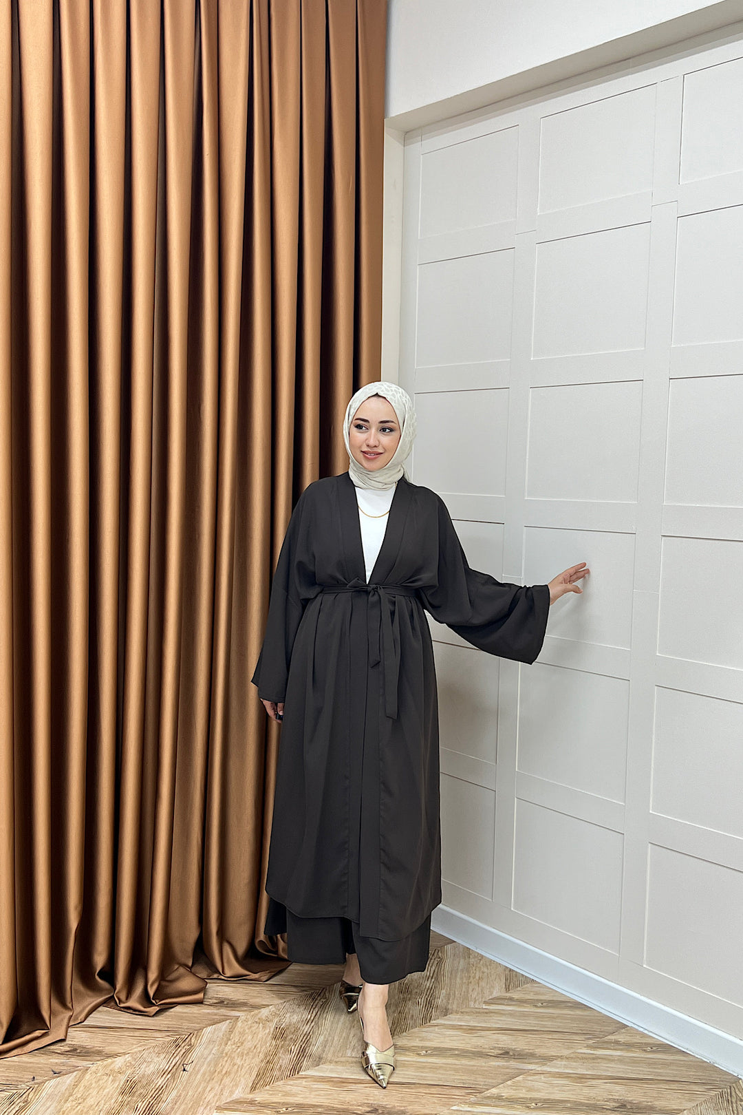 Mina İkili Kimono Takım Kahverengi 8571-KAHVERENGI
