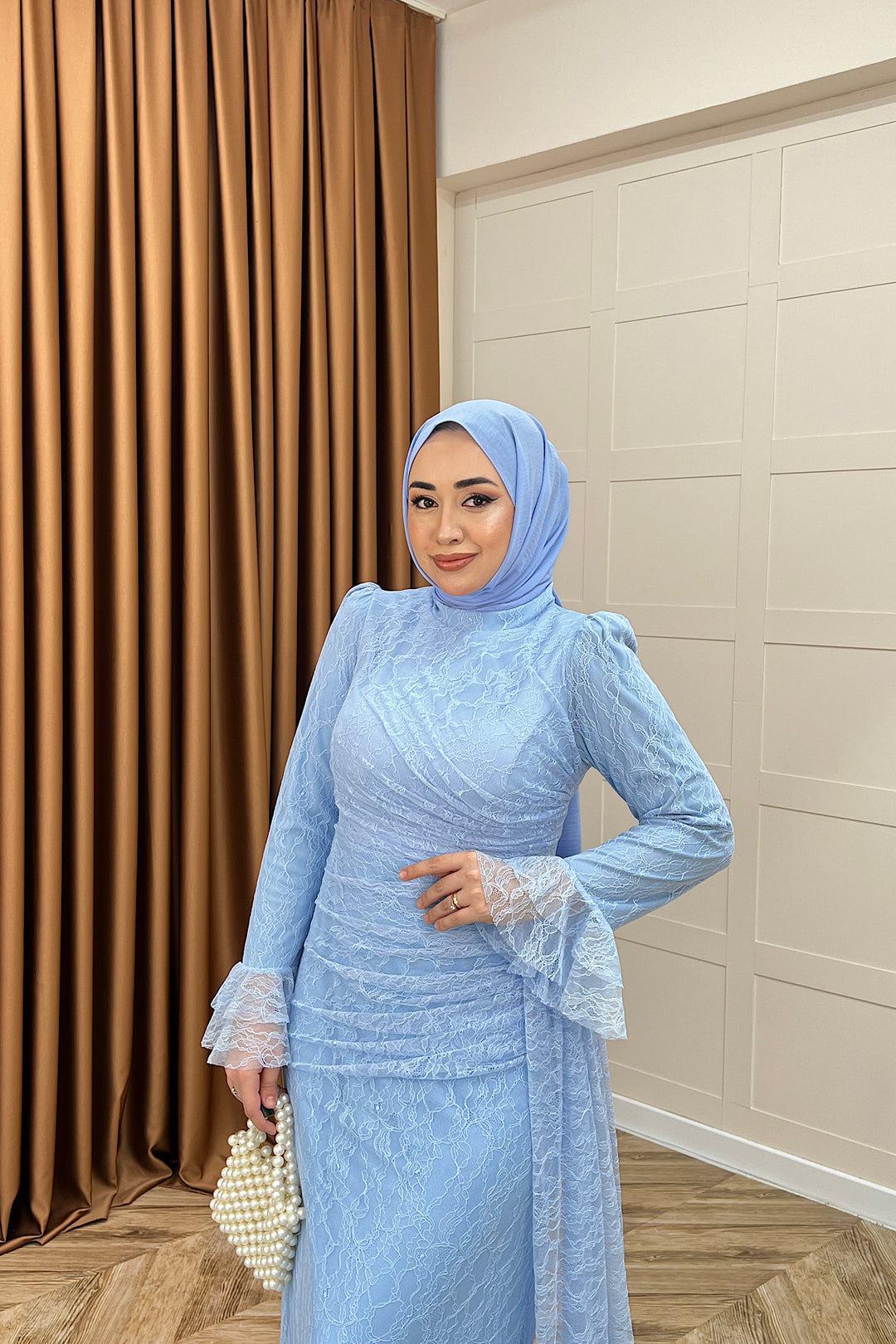 Serena Dantel Balık Abiye Mavi 3082-MAVI