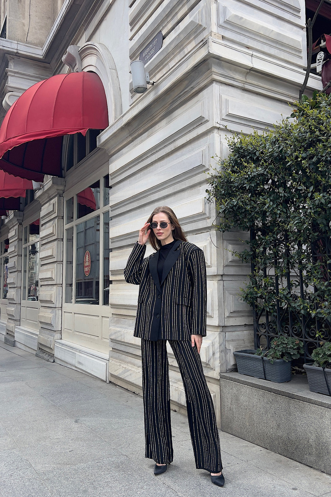 Zeina Taş İşlemeli İkili Takım Siyah 3070-SIYAH