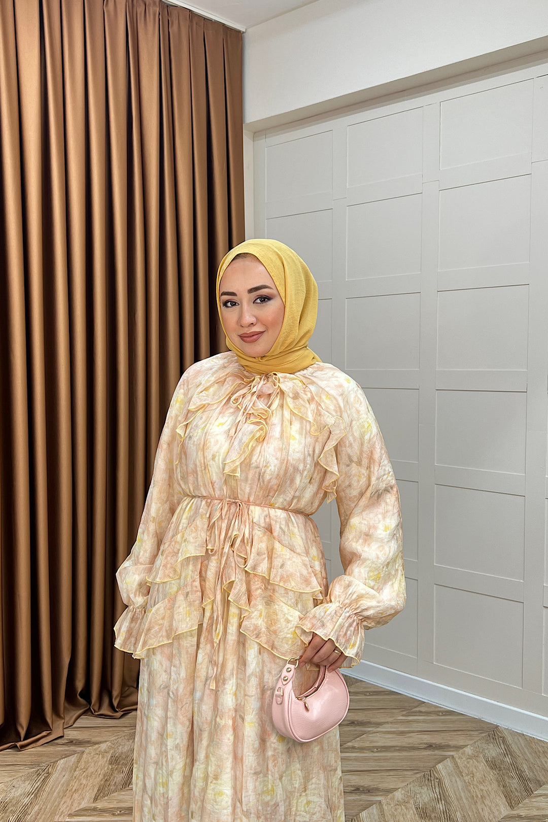 Mindy Fırfırlı Elbise Gül Kurusu 5179-GULKURUSU