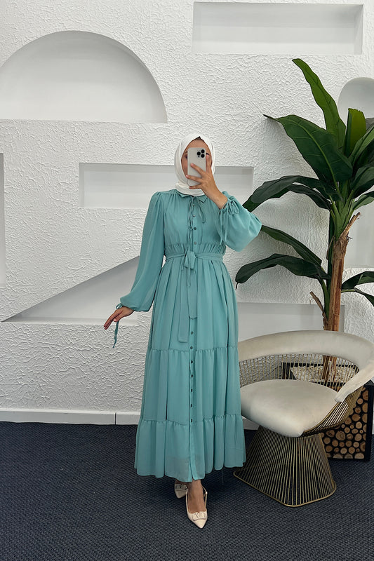 Belinda Şifon Elbise Mint Mavisi 3043-MINTMAVISI